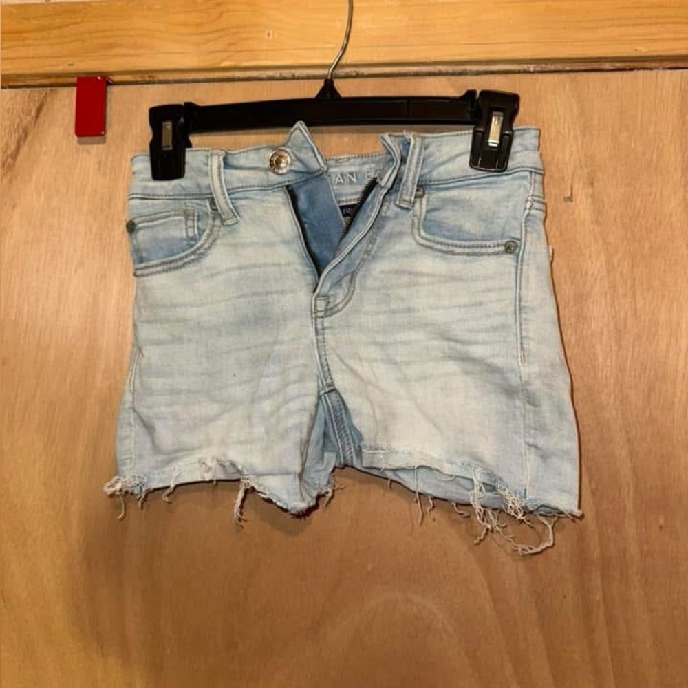American Eagle Outfitters Blue Jean Shorts Distressed Frayed Hem